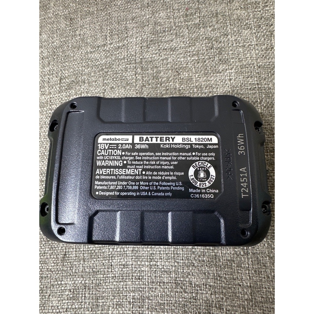 Metabo HPT 18V Li-Ion 2.0Ah Battery BSL1820M For Power Tools - Picture 5 of 5